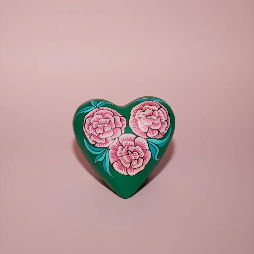 Corazón liso verde rosa